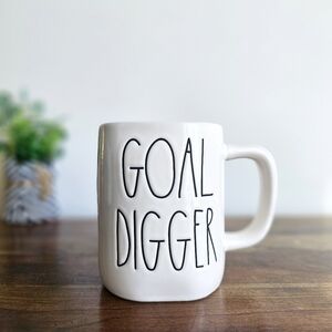 Rae Dunn "GOAL DIGGER" Mug White Ceramic Motivational Coffee Cup